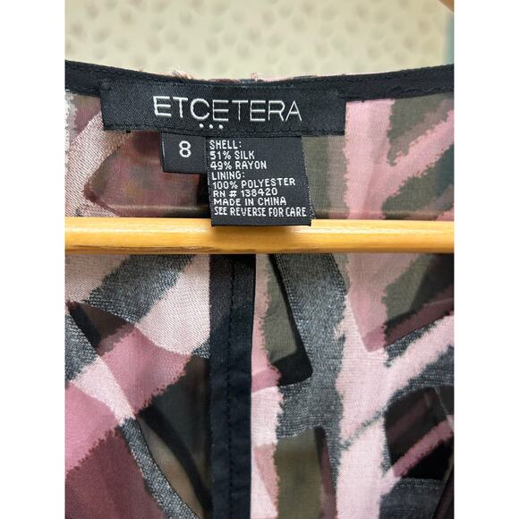 Etcetera Medium Purple Silk Blend Sheer Blouse Low-Cut Dressy Top - Picture 8 of 9